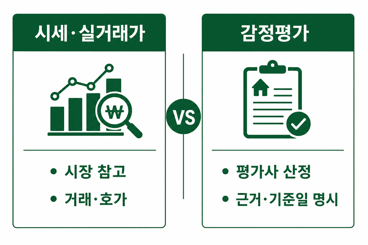 시세·실거래가와 감정평가 비교