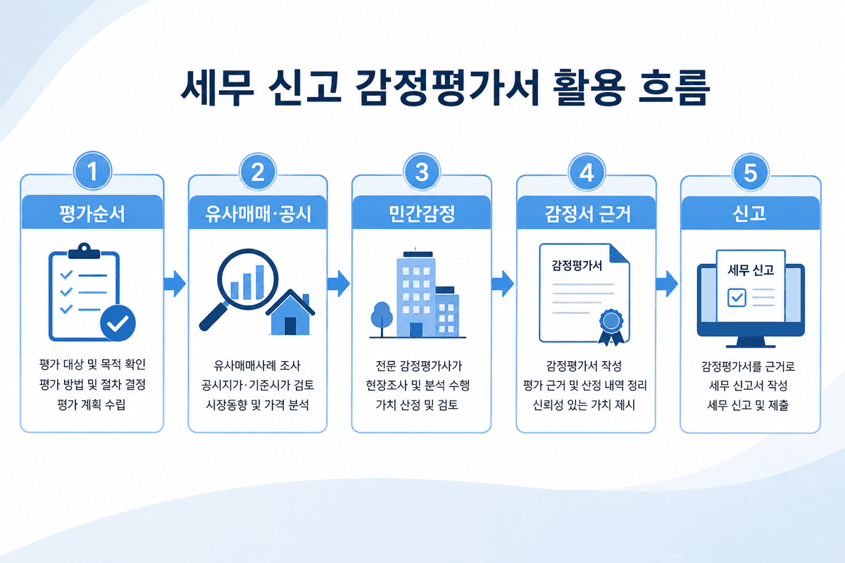 세무 신고—감정평가서 활용 흐름