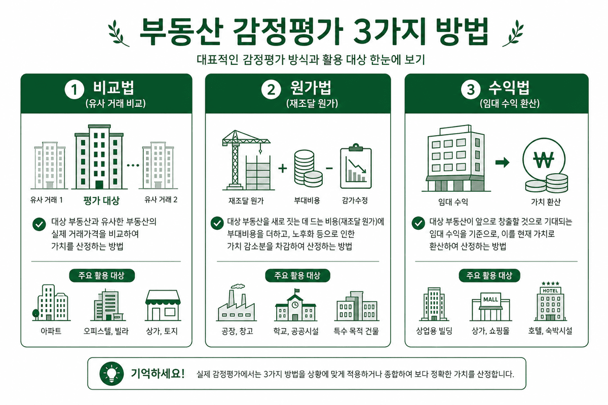 감정평가 3방법—비교법·원가법·수익법