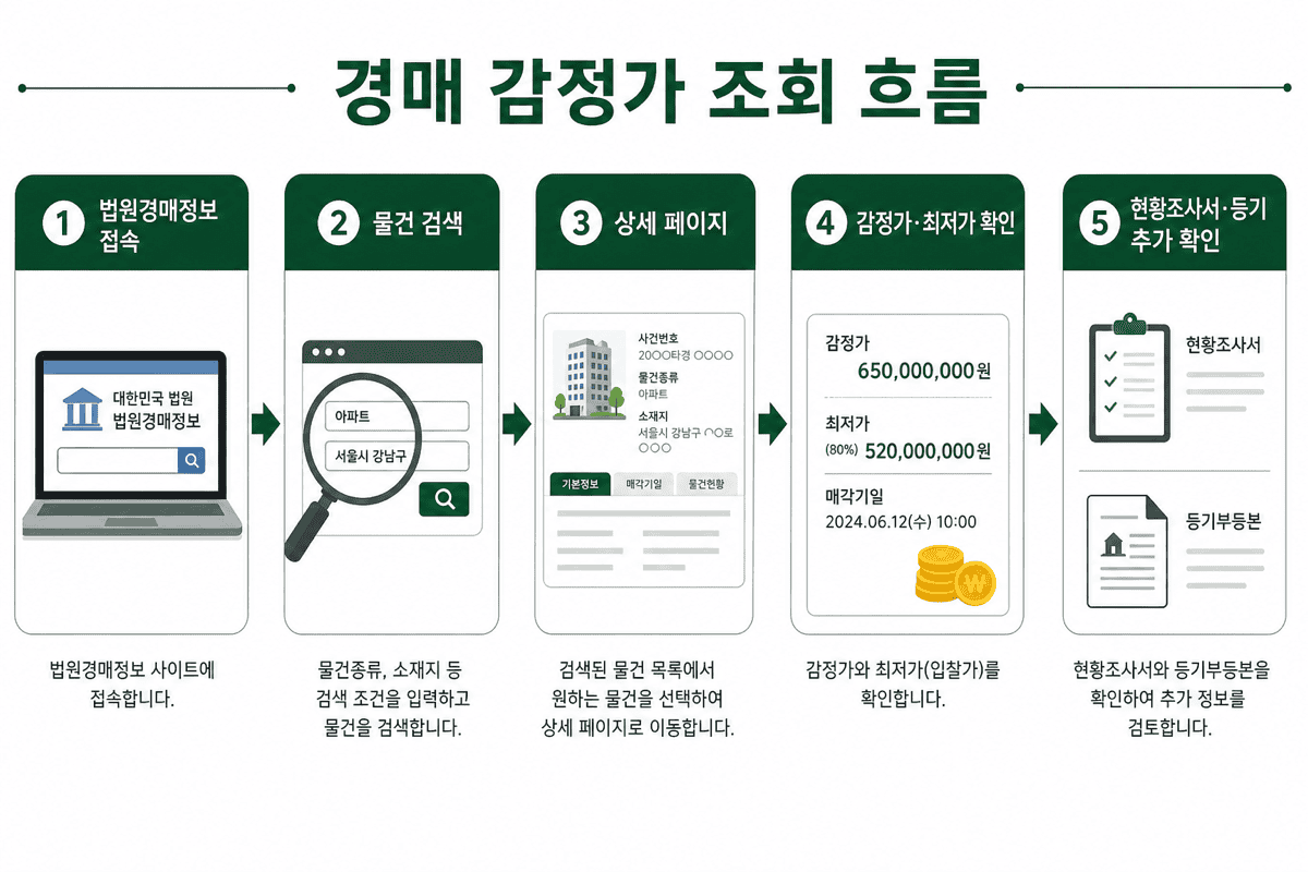 경매 감정가 조회 흐름