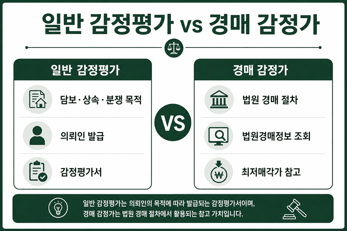 일반 감정평가와 경매 감정가 비교