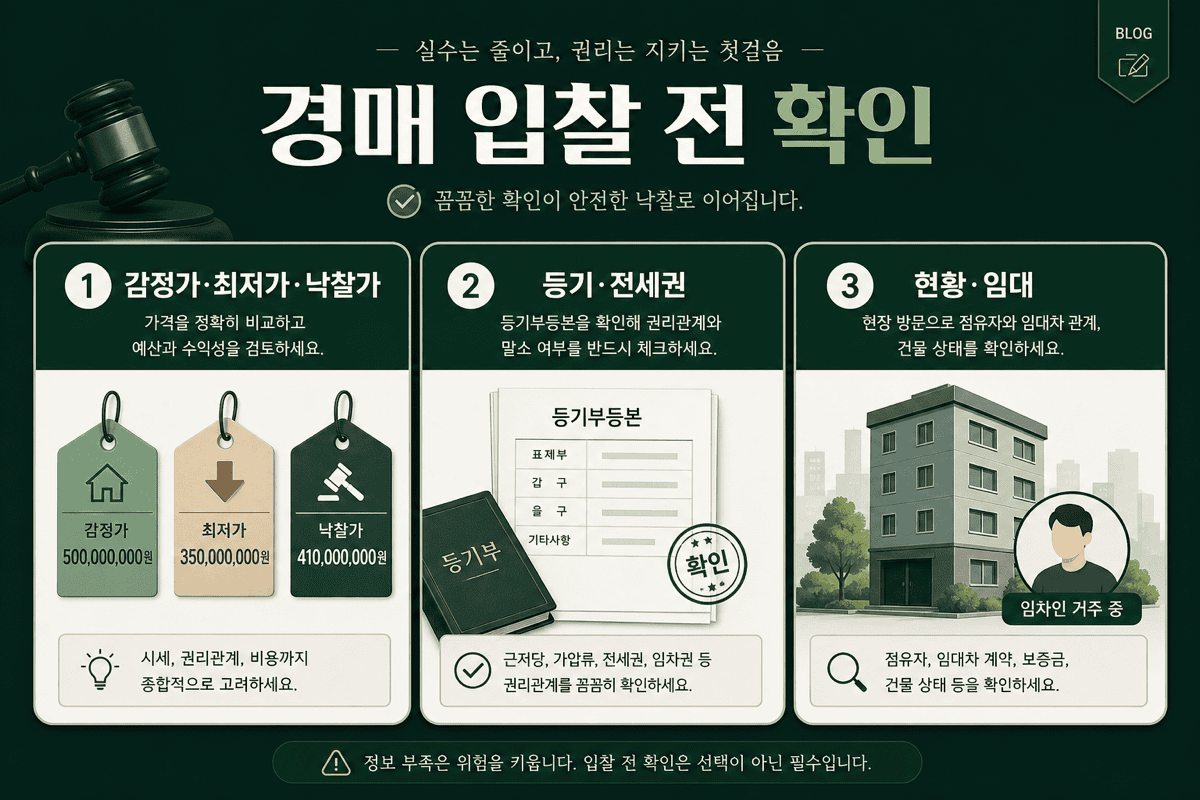 경매 입찰 전 확인—감정가와 권리·현황