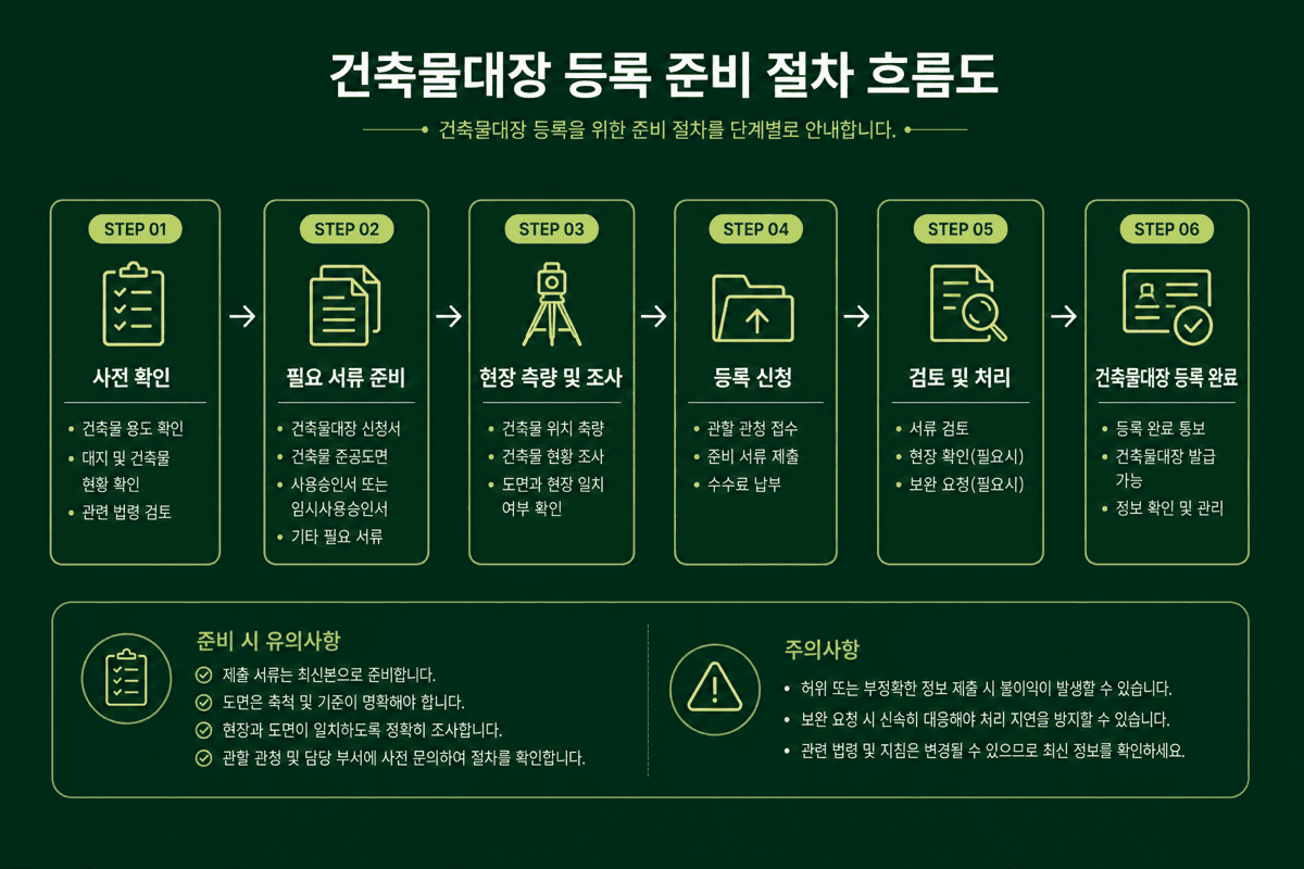 건축물대장—의뢰 전 준비 흐름