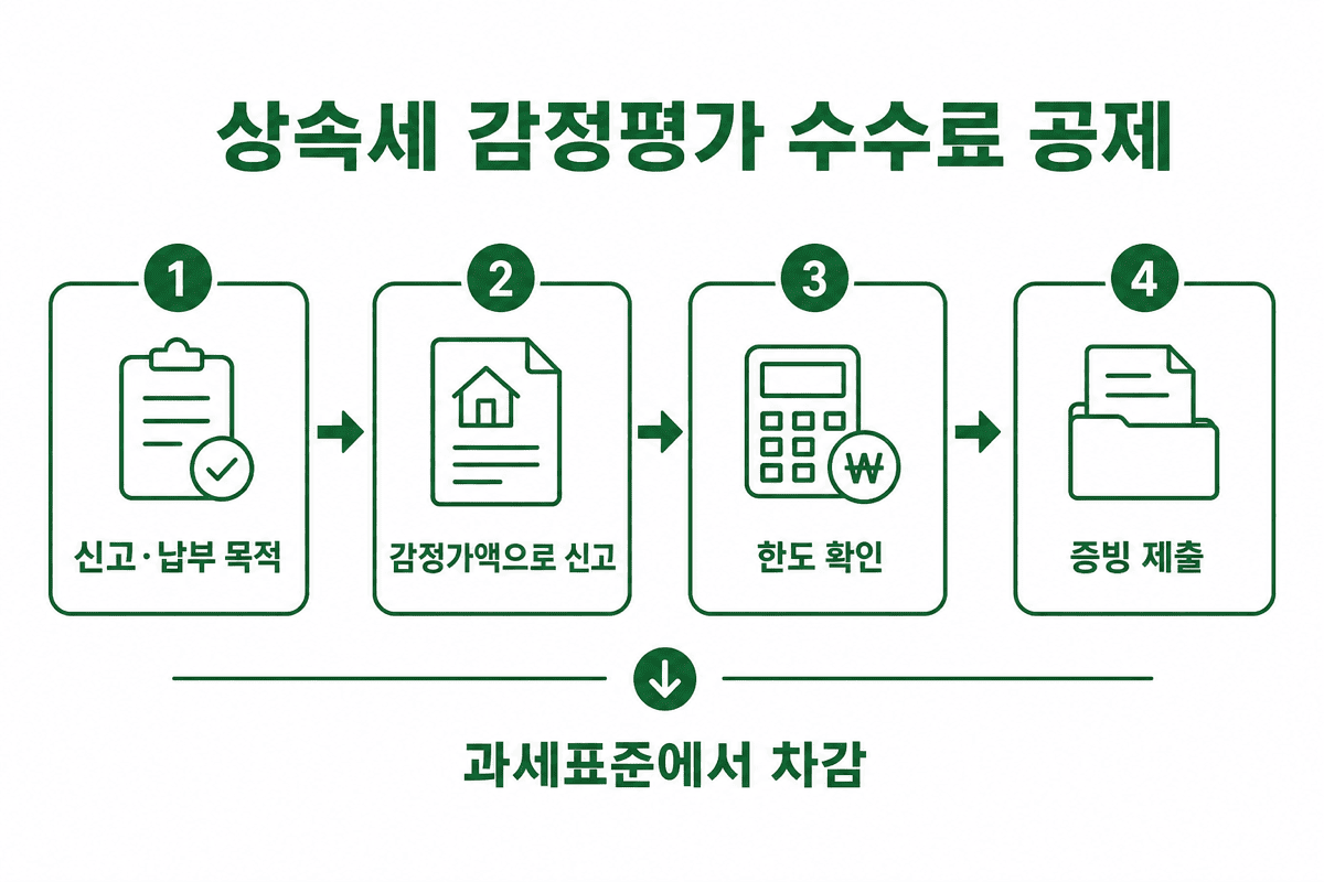 상속세 감정평가 수수료 공제—목적·신고 정합·한도 흐름