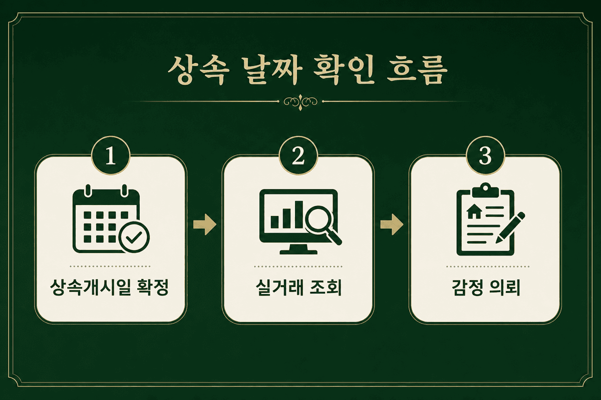 상속 감정평가—날짜 확인 흐름