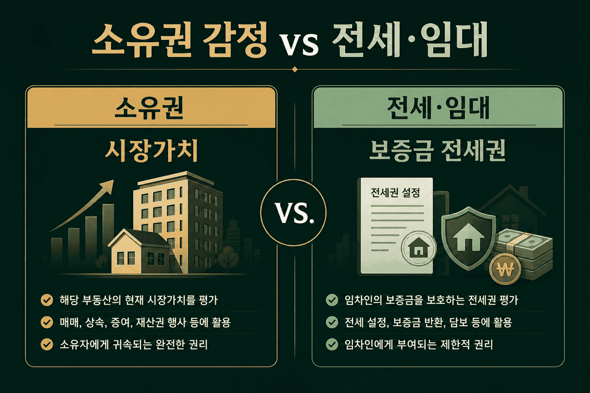 소유권 감정 vs 전세·임대 관계