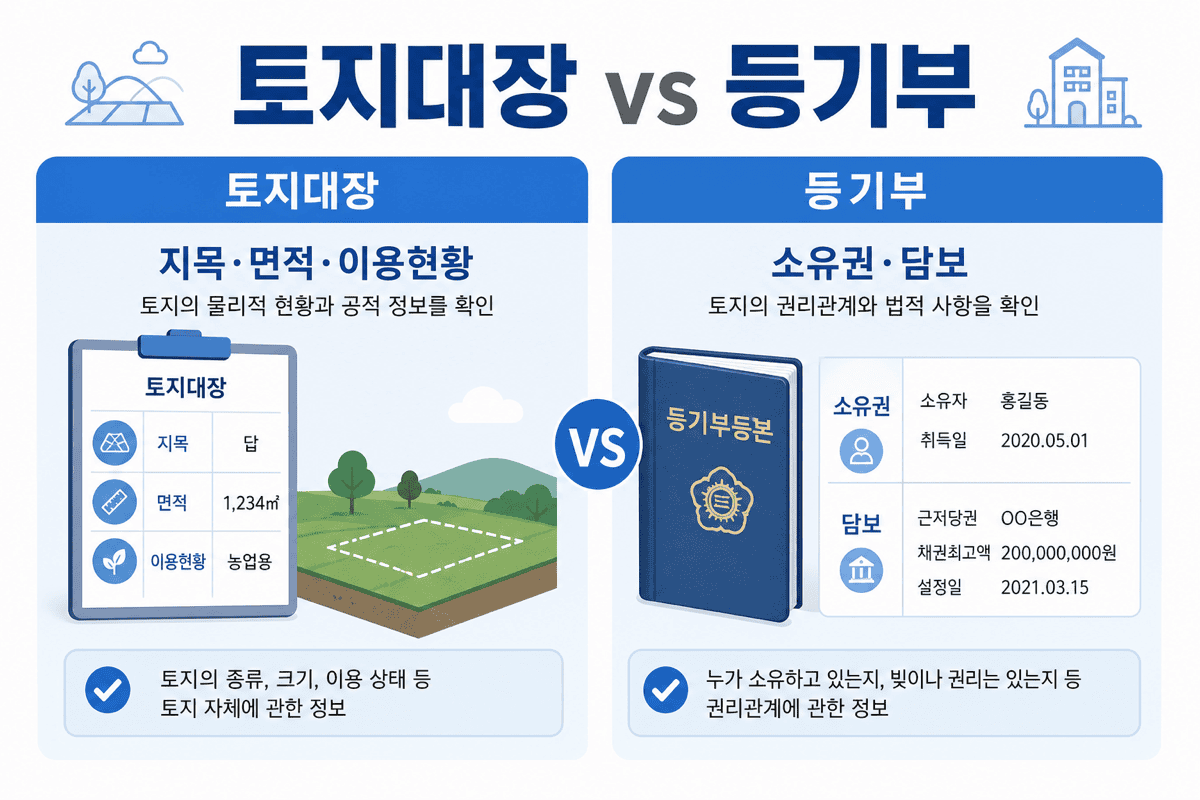 토지대장과 등기—대조