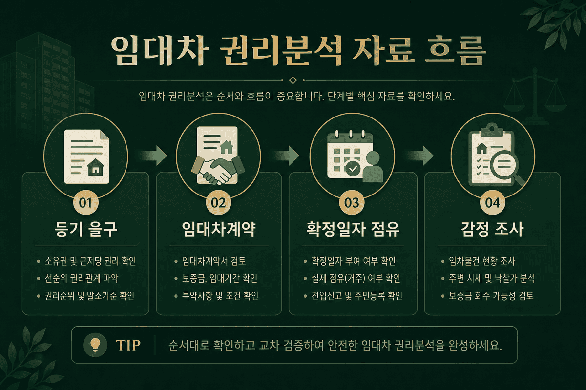임대차 권리분석—확인 자료 흐름