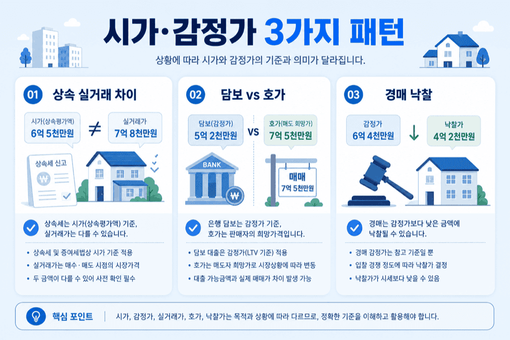 시가·감정가—세 가지 패턴