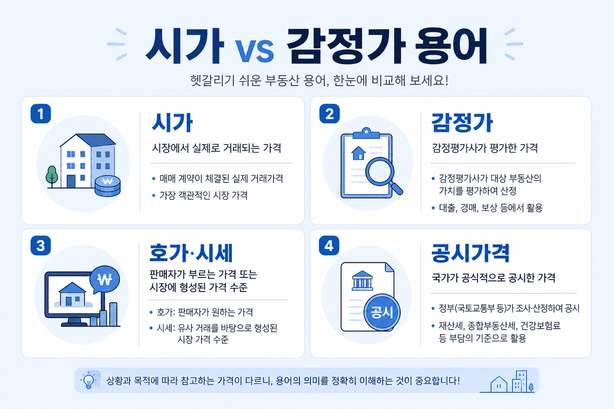 시가 vs 감정가—용어 구분
