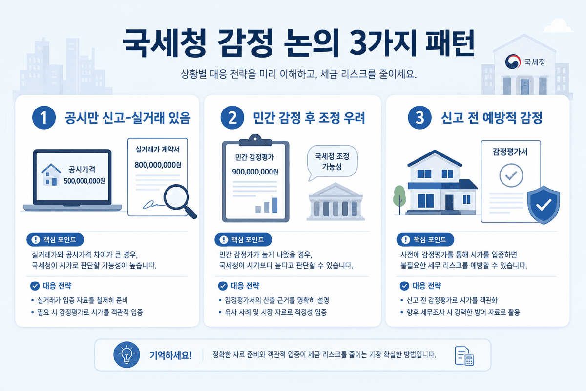 국세청 감정 논의—세 가지 패턴