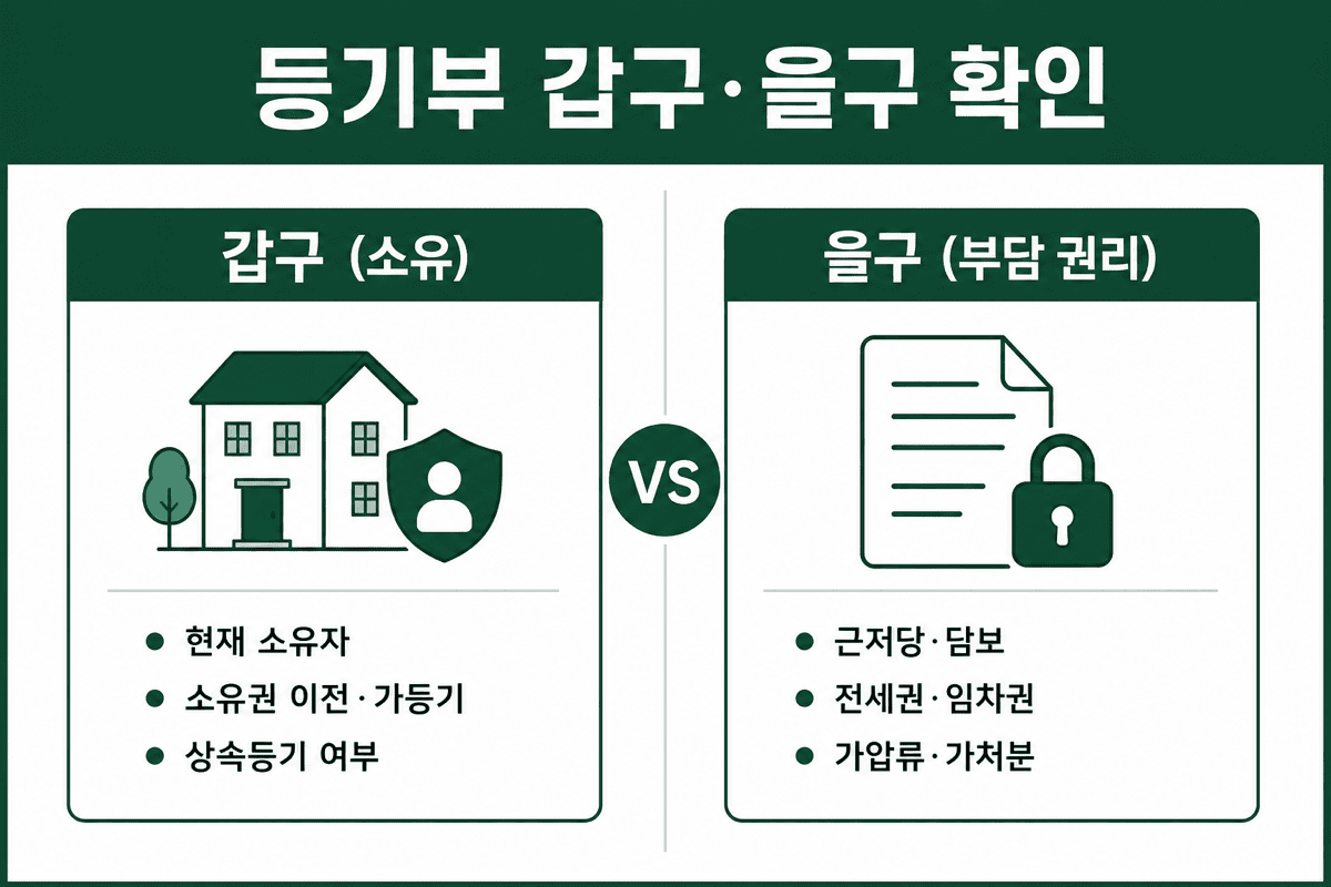 등기부 갑구·을구—감정평가에서 보는 항목