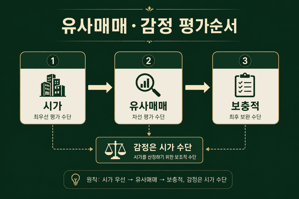 유사매매·감정평가—평가 순서상 위치